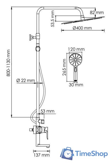 Душевая система  Wasserkraft A166.117.127.087.CH - Изображение №3 — Интернет-магазин Time-Shop