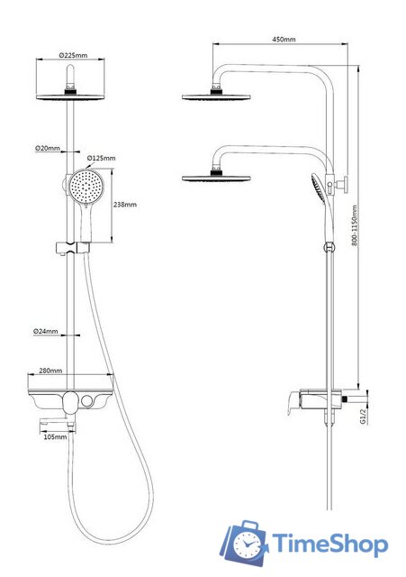 Душевая система  WeltWasser WW DP 1020 BL - Изображение №2 — Интернет-магазин Time-Shop