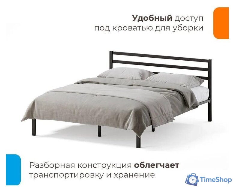Кровать Домаклево Сталь 180x200 (черный) - Изображение №3 — Интернет-магазин Time-Shop