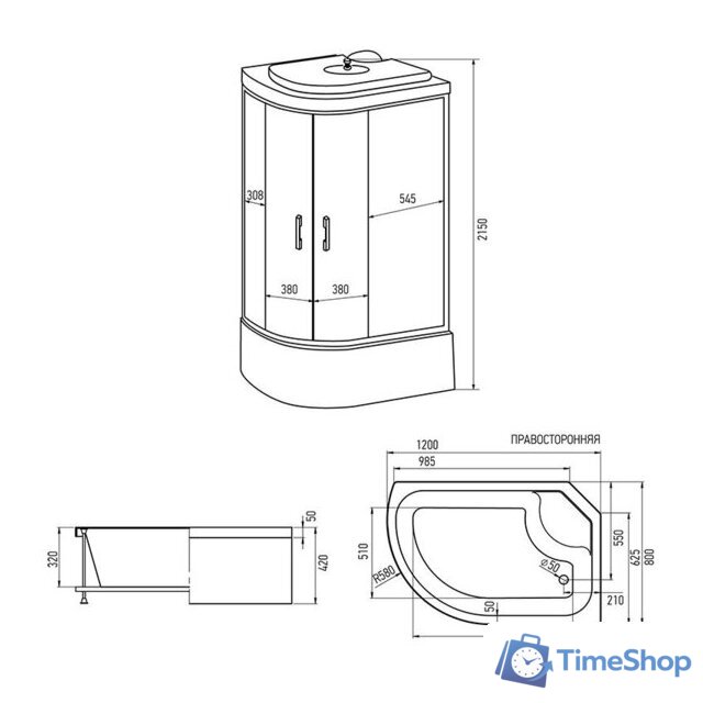 Душевая кабина Erlit ER3512TPR-C2-RUS (120х80) - Изображение №4 — Интернет-магазин Time-Shop
