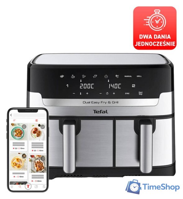 Аэрогриль (аэрофритюрница) Tefal Dual Easy Fry & Grill EY905D10 - Изображение №2 — Интернет-магазин Time-Shop