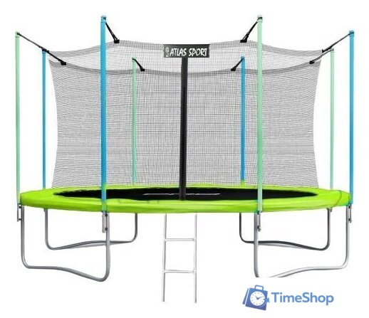 Батут Atlas Sport 435 см - 14ft (с лестницей, внутренняя сетка, зеленый) - Изображение №1 — Интернет-магазин Time-Shop