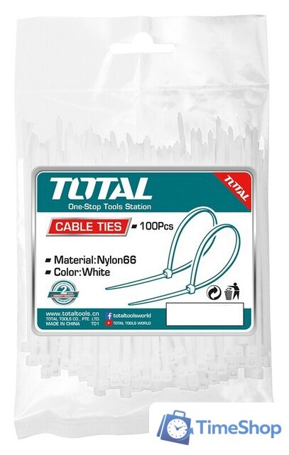 Стяжка для кабеля Total THTCT10201 (100 шт) - Изображение №1 — Интернет-магазин Time-Shop