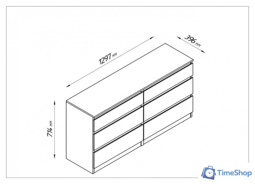 Комод Mio Tesoro Кастор 6 ящиков 2.03.02.080.4 (серый) - Изображение №3 — Интернет-магазин Time-Shop