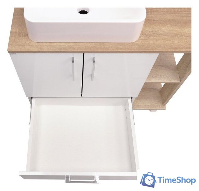  Doratiz Тумба под умывальник Doratiz Гавайи 80 9908.184 (белый/дуб сонома) - Изображение №4 — Интернет-магазин Time-Shop