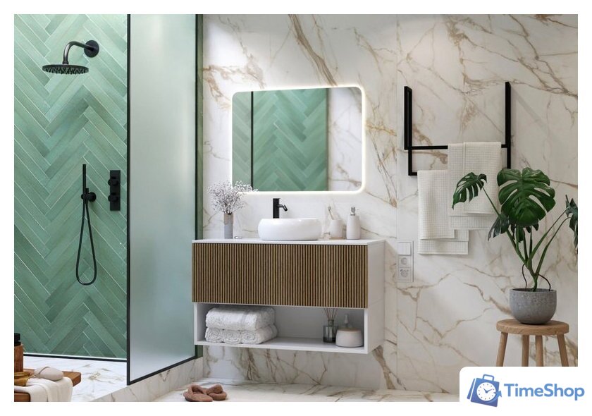  ЗОВ Тумба под умывальник Кито 90 K90LW0MRMC (белый/тростник) - Изображение №3 — Интернет-магазин Time-Shop