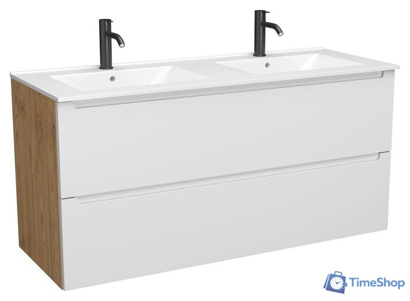  ЗОВ Тумба с умывальником Дион 120 D120LHO0M9003MKV5-OL120 (белый матовый/дуб) - Изображение №1 — Интернет-магазин Time-Shop