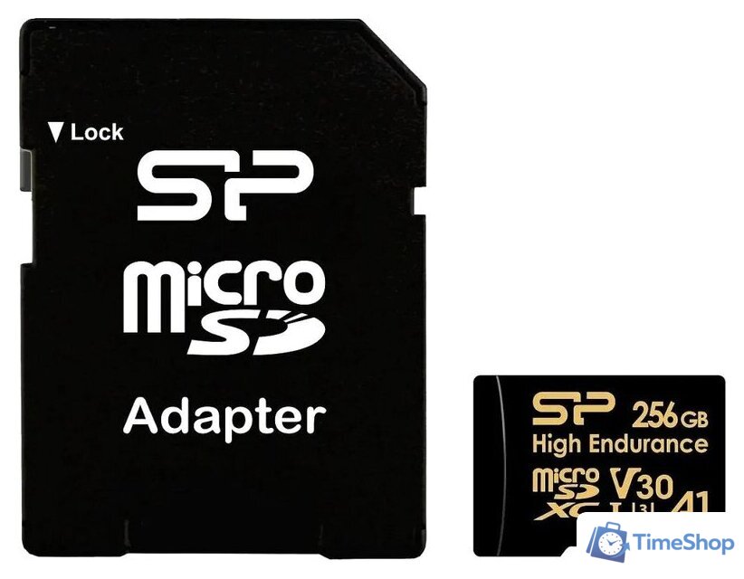 Карта памяти Silicon-Power Golden Series High Endurance microSDXC SP256GBSTXDV3V1HSP 256GB (с адаптером) - Изображение №1 — Интернет-магазин Time-Shop