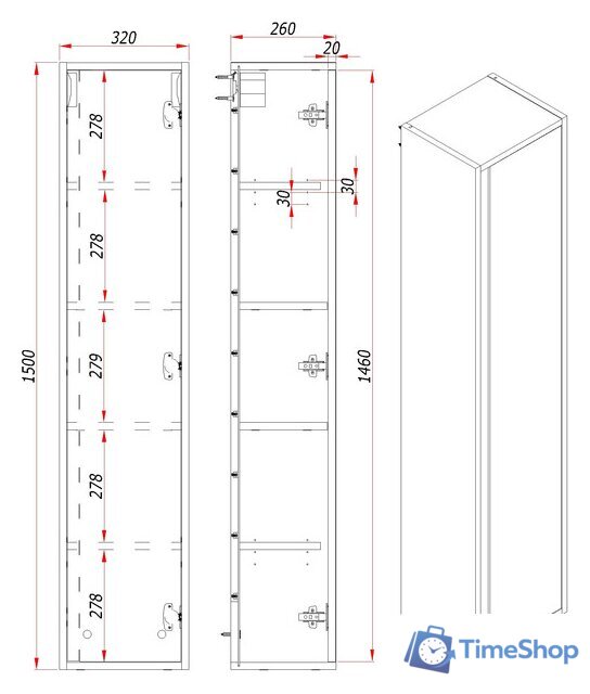  ЗОВ Шкаф-пенал для ванной Парма 150 PP150LA0MAMC1B (аттик) - Изображение №4 — Интернет-магазин Time-Shop