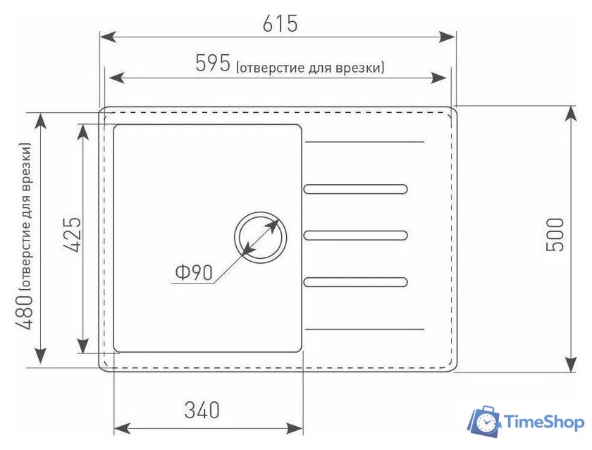 Кухонная мойка Ecoshtein Rechteck 620 (латте) - Изображение №2 — Интернет-магазин Time-Shop