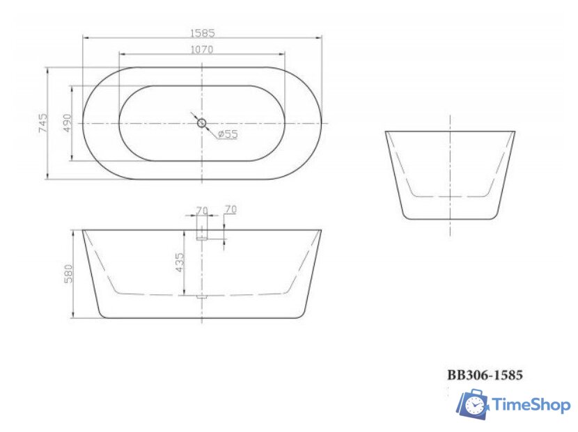 Ванна BelBagno BB306-1585 - Изображение №4 — Интернет-магазин Time-Shop