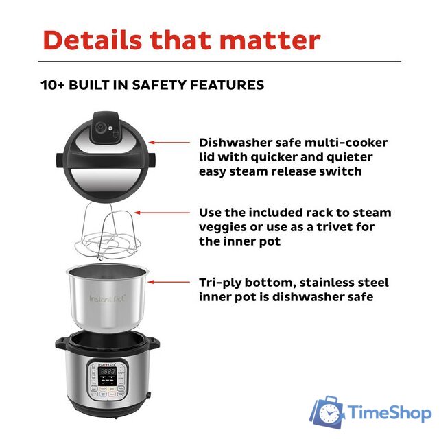 Мультиварка-скороварка Instant Pot Duo 8 - Изображение №3 — Интернет-магазин Time-Shop