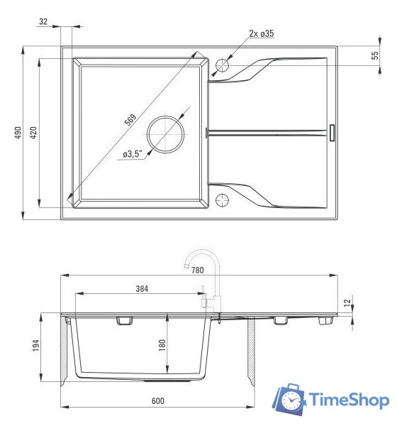 Кухонная мойка Deante Andante ZQN 5113 - Изображение №5 — Интернет-магазин Time-Shop