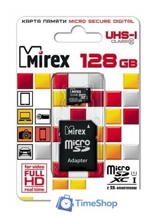 Карта памяти Mirex microSDXC UHS-I (Class 10) 128GB + адаптер [13613-AD10S128] - Изображение №2 — Интернет-магазин Time-Shop