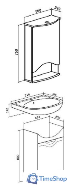  Runo Тумба под умывальник Фортуна 50 (напольная) - Изображение №4 — Интернет-магазин Time-Shop