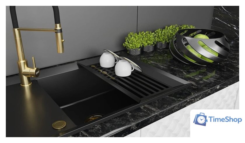 Кухонная мойка Kernau KGS Y 6078 1B1D Deep Black - Изображение №8 — Интернет-магазин Time-Shop