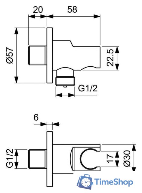 Держатель душевой лейки с подключением Ideal Standard IdealRain BC807AA - Изображение №2 — Интернет-магазин Time-Shop