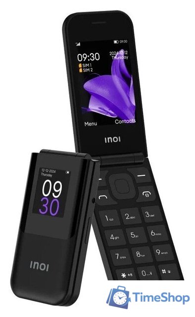 Кнопочный телефон Inoi 284 Flip 4G (черный) - Изображение №1 — Интернет-магазин Time-Shop