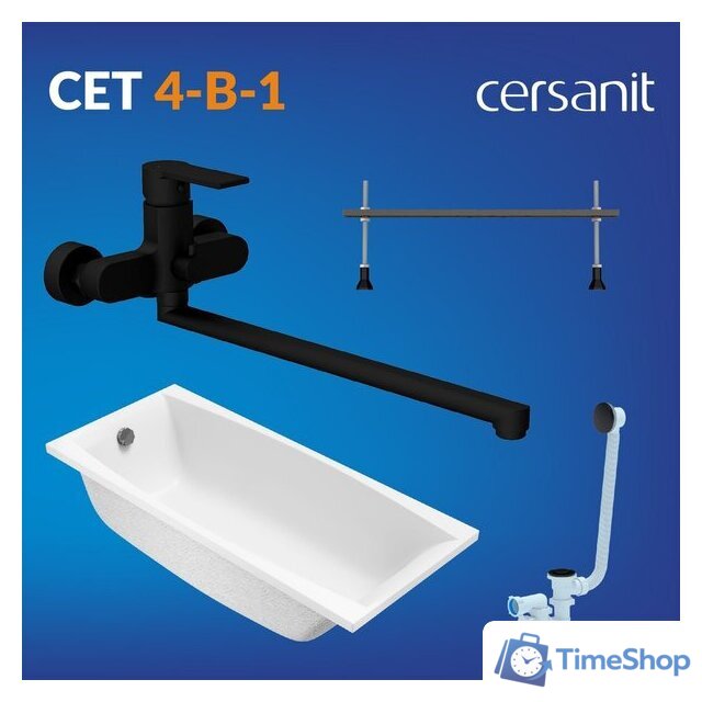 Ванна Cersanit Virgo 170x75 с ножками со смесителем Brasko (с сифоном Prime черным) - Изображение №2 — Интернет-магазин Time-Shop