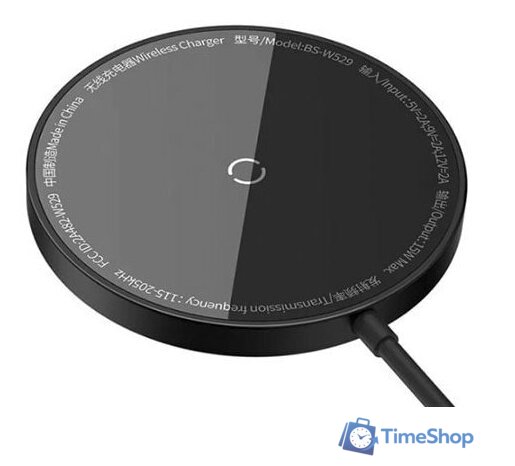 Беспроводное зарядное Baseus Simple Mini3 Magnetic Wireless Charger 15W CCJJ040001 (черный) - Изображение №1 — Интернет-магазин Time-Shop