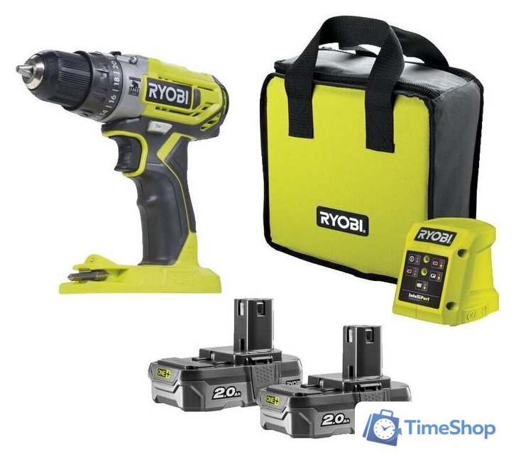 Ударная дрель-шуруповерт Ryobi R18PD2-220S 5133004459 (с 2-мя АКБ, сумка) - Изображение №2 — Интернет-магазин Time-Shop