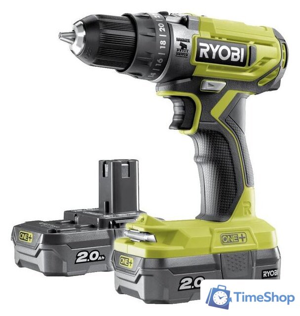 Ударная дрель-шуруповерт Ryobi R18PD2-220S 5133004459 (с 2-мя АКБ, сумка) - Изображение №1 — Интернет-магазин Time-Shop
