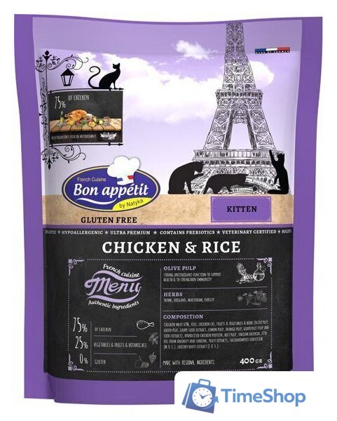 Сухой корм для кошек Bon Appetit Cat Kitten (с курицей) 400 г - Изображение №1 — Интернет-магазин Time-Shop
