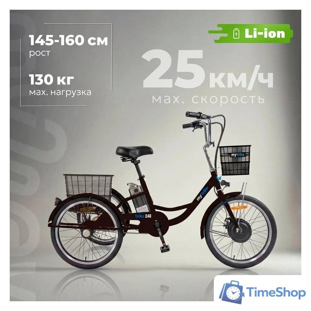 Электровелосипед MyWay Trike 350 Max 24 р.15 (черный) - Изображение №1 — Интернет-магазин Time-Shop