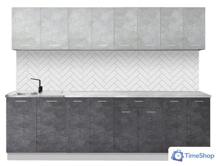 Готовая кухня Артём-Мебель Лана СН-113 без стекла 2.6 (бетон спаркс лайт/бетон спаркс) - Изображение №1 — Интернет-магазин Time-Shop