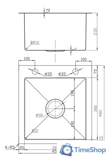 Кухонная мойка Avina HM4548 PVD (графит) - Изображение №5 — Интернет-магазин Time-Shop