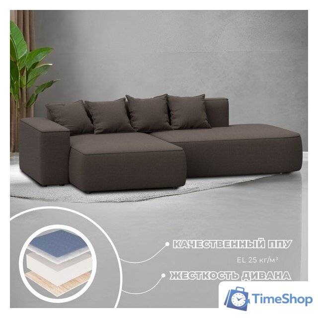 Угловой диван Лига диванов Лига-065 левый 129798L (рогожка амур 05 коричневый) - Изображение №3 — Интернет-магазин Time-Shop