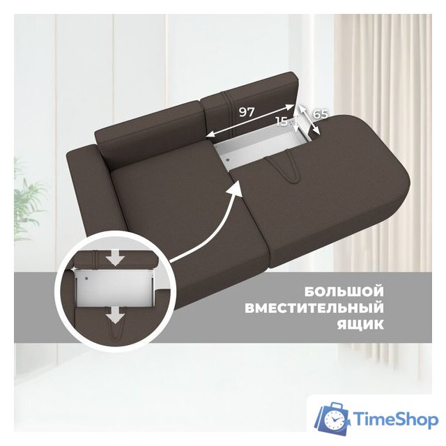 Угловой диван Лига диванов Лига-065 левый 129798L (рогожка амур 05 коричневый) - Изображение №6 — Интернет-магазин Time-Shop