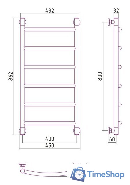 Полотенцесушитель Сунержа Галант+ 800х400 071-0200-8040 - Изображение №3 — Интернет-магазин Time-Shop