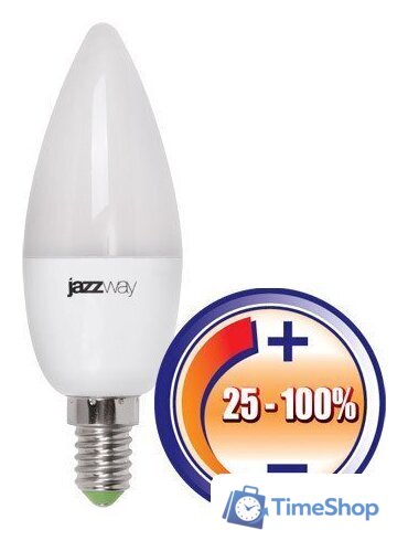 Светодиодная лампочка JAZZway PLED-DIM C37 E14 8 Вт 3000 К (диммируемая) [C37 8w 3000K] - Изображение №1 — Интернет-магазин Time-Shop