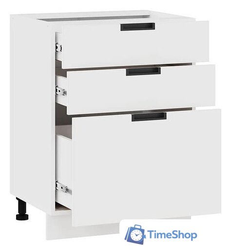 Шкаф напольный Трия Гренада 1Н6Я3 (белый/холст белый) - Изображение №2 — Интернет-магазин Time-Shop