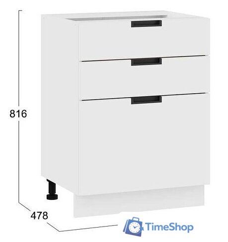 Шкаф напольный Трия Гренада 1Н6Я3 (белый/холст белый) - Изображение №3 — Интернет-магазин Time-Shop