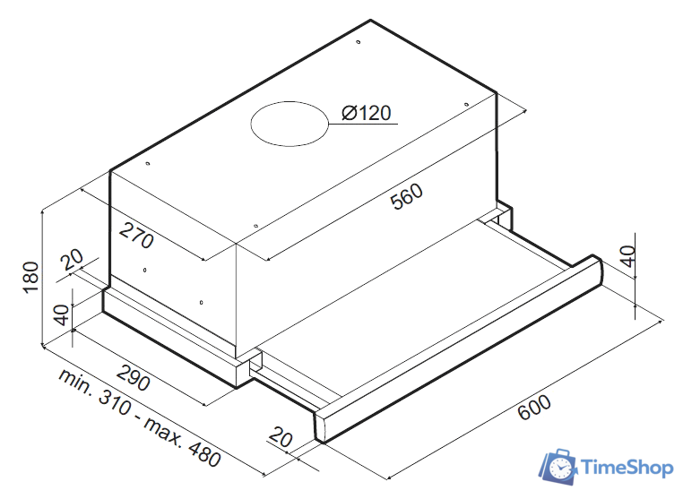 Кухонная вытяжка MAUNFELD VS Slide 60 (металлик/белый) - Изображение №2 — Интернет-магазин Time-Shop