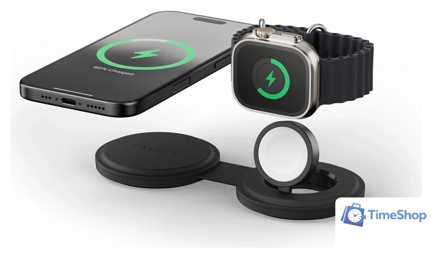 Беспроводное зарядное Satechi OntheGo 2-in-1 Charger ST-QTG21K (черный) - Изображение №3 — Интернет-магазин Time-Shop