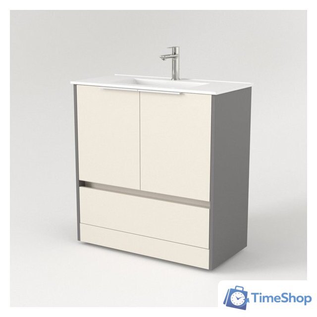  Дабер Тумба под умывальник 017 WeltWasser Deilbach 7517-80 Т17.8W.0.19Б (бежевый/серый/ручка белая) - Изображение №2 — Интернет-магазин Time-Shop