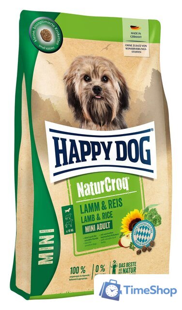 Сухой корм для собак Happy Dog NaturCroq Mini Lamm & Reis (для мелких пород с ягненком и рисом) 4 кг - Изображение №1 — Интернет-магазин Time-Shop