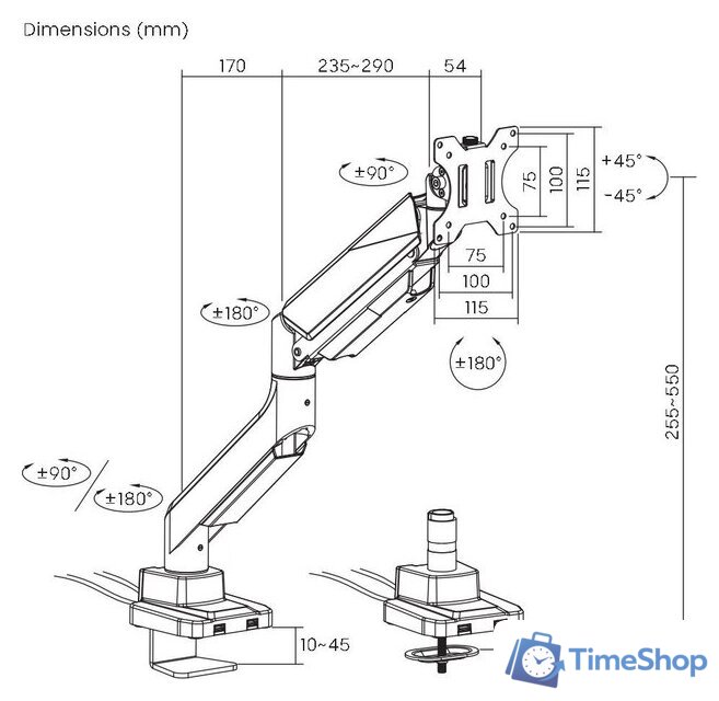 Кронштейн для монитора ErgoSmart Heavy-Duty U - Изображение №15 — Интернет-магазин Time-Shop