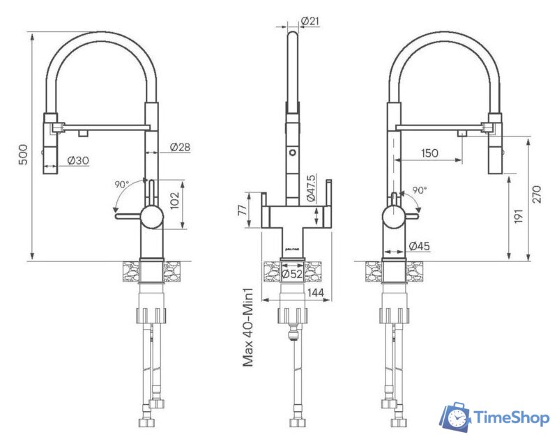 Смеситель Paulmark Gravity Gr213188-G - Изображение №2 — Интернет-магазин Time-Shop