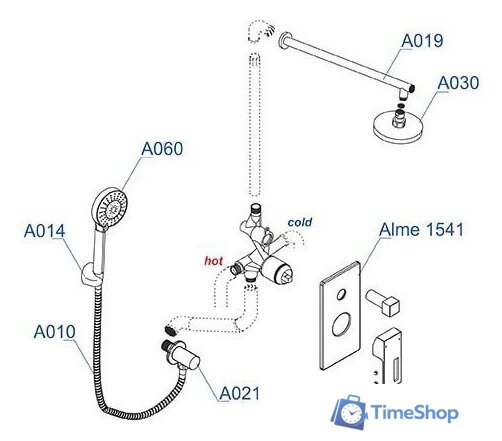 Душевая система  Wasserkraft A14130 - Изображение №7 — Интернет-магазин Time-Shop