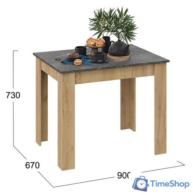 Кухонный стол Трия Промо тип 1 (дуб крафт золотой/ателье темное) - Изображение №2 — Интернет-магазин Time-Shop