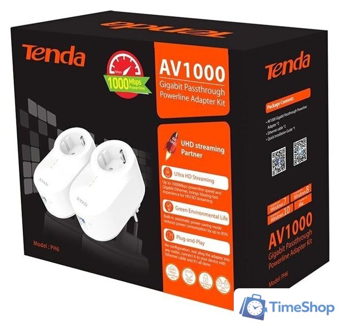 Комплект powerline-адаптеров Tenda PH6 Kit - Изображение №4 — Интернет-магазин Time-Shop