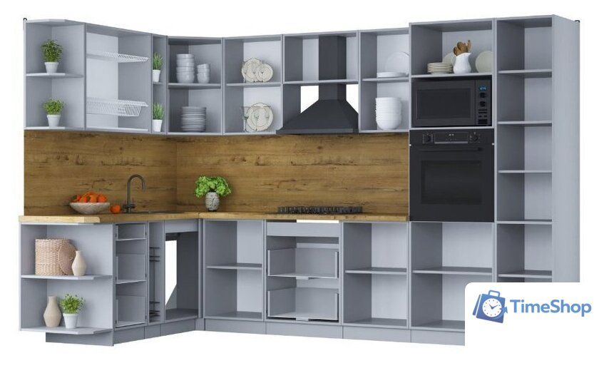 Готовая кухня Интерлиния Мила Шато 1.88x3.2 ВТ левая (океан/океан/дуб бунратти) - Изображение №2 — Интернет-магазин Time-Shop