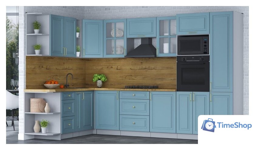 Готовая кухня Интерлиния Мила Шато 1.88x3.2 ВТ левая (океан/океан/дуб бунратти) - Изображение №4 — Интернет-магазин Time-Shop