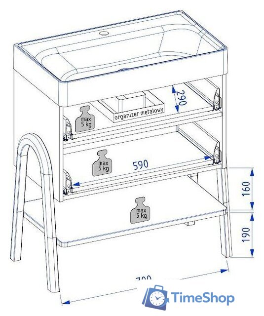  Lauter Тумба под умывальник Estel 70 (серо-зеленый п/мат) - Изображение №9 — Интернет-магазин Time-Shop