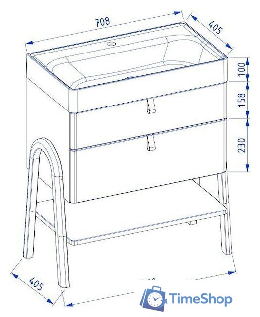  Lauter Тумба под умывальник Estel 70 (серо-зеленый п/мат) - Изображение №8 — Интернет-магазин Time-Shop