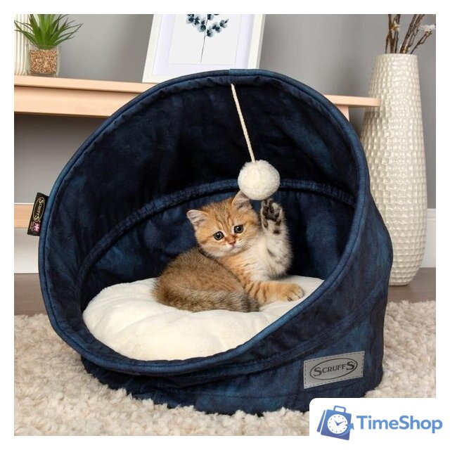 Лежак Scruffs Kensington Cat Cave 661808 (синий) - Изображение №3 — Интернет-магазин Time-Shop